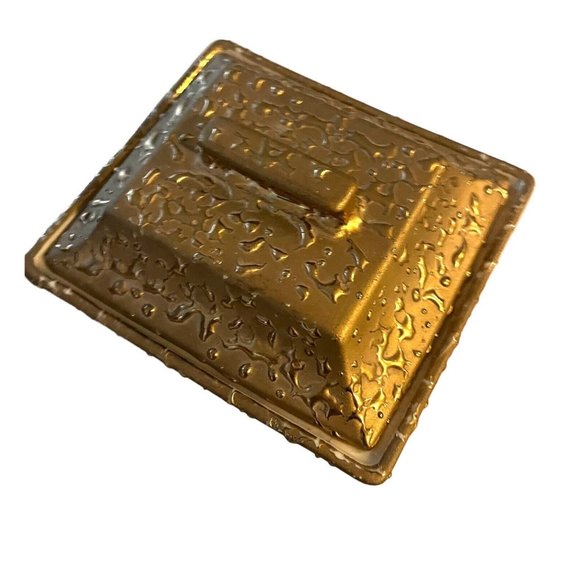 Weeping Gold Hand Decorated 22K Gold USA Square Trinket/Treasure/Candy Dish Lid - Picture 6 of 9